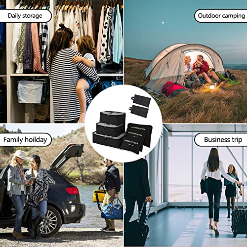 Newaner 8 En 1 Oorganisateur Valise Pochette De Voyage Multifonctions Sacs A Vetements Etanche Organiseur Pochettes De Rangement Avec Sac A Chaussurescosmetique Packing Cubes For Travel Noir