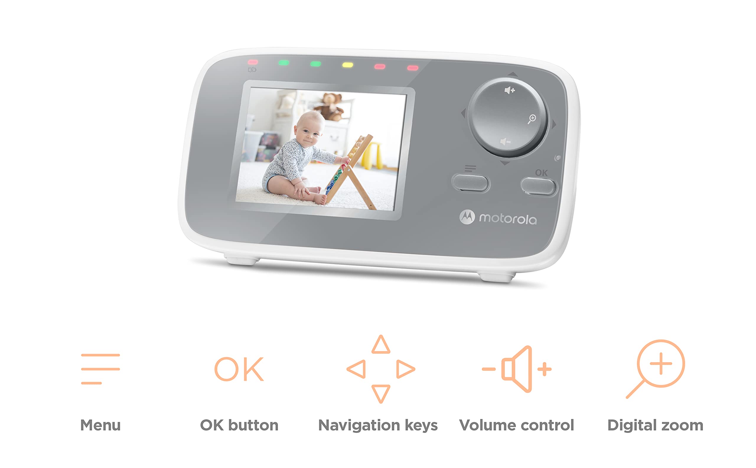 Motorola Nursery VM482 - Elektroniczna niania - Kolorowy ekran 6.1 cm - Noktowizor na podczerwień - Zoom cyfrowy - Temperatura - Biały