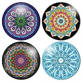 HK Studio Mandala Wall Decor 11.4' Pack 4 - PVC Mandala Wall Art for Dorm, Zen Decor, Boho Room Decor, Hippie Room Decor, Aesthetic Room Decor