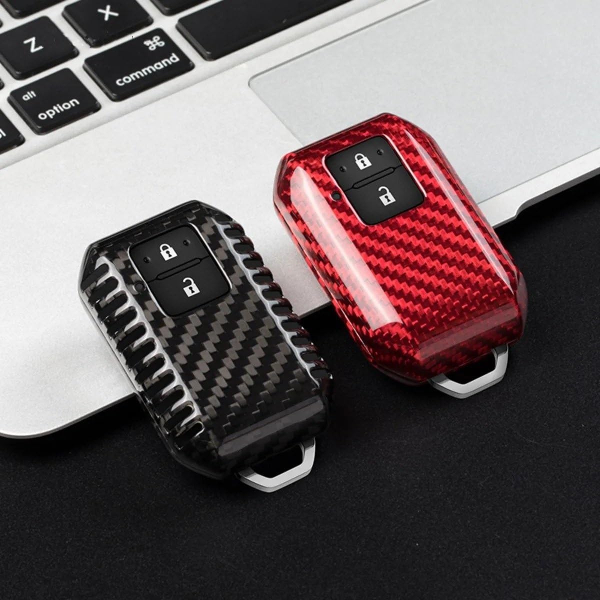 Guscio di copertura per chiave auto in fibra di carbonio a 2 pulsanti per Suzuki per Swift Maruti Dzire Ertiga Wagon R Monopoly Key Fob Cover per chiave auto(Silver black)