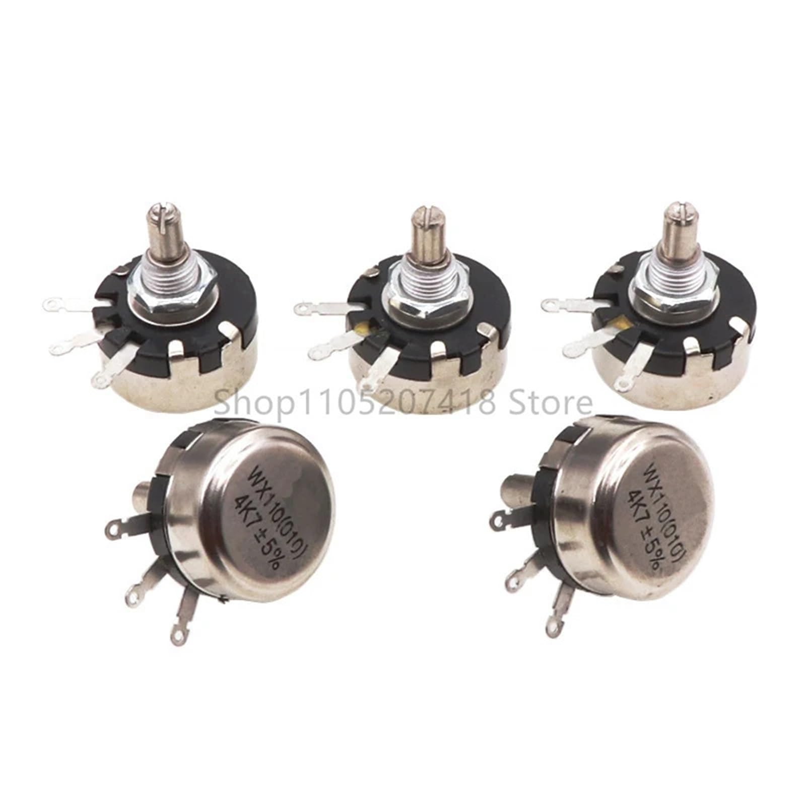 Potentiomètre WX010 WX110 1W 100 Ohm 1K 2K2 3K3 4K7 6K8 10K 6mm, arbre métallique, fil à tour unique, résistance réglable, 10 pièces/lot(4.7K Ohm)