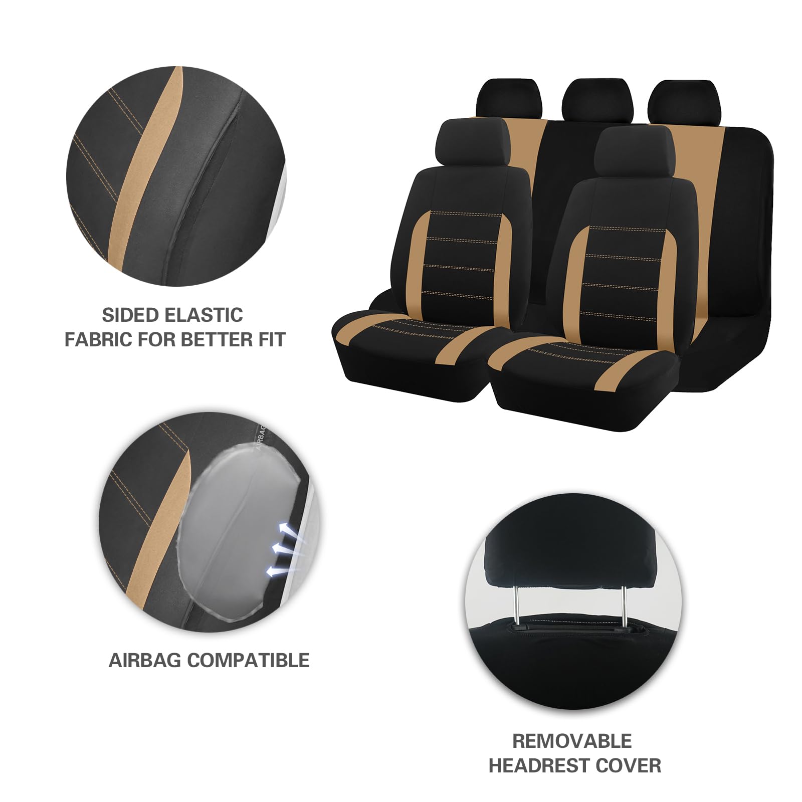 Coprisedili per auto per VW Tiguan Limited 2015-2019, Set fodere protezione sedili poliestere, Accessori Auto Interno Lavabile（5 pcs Copri sedili anteriori e posteriori）