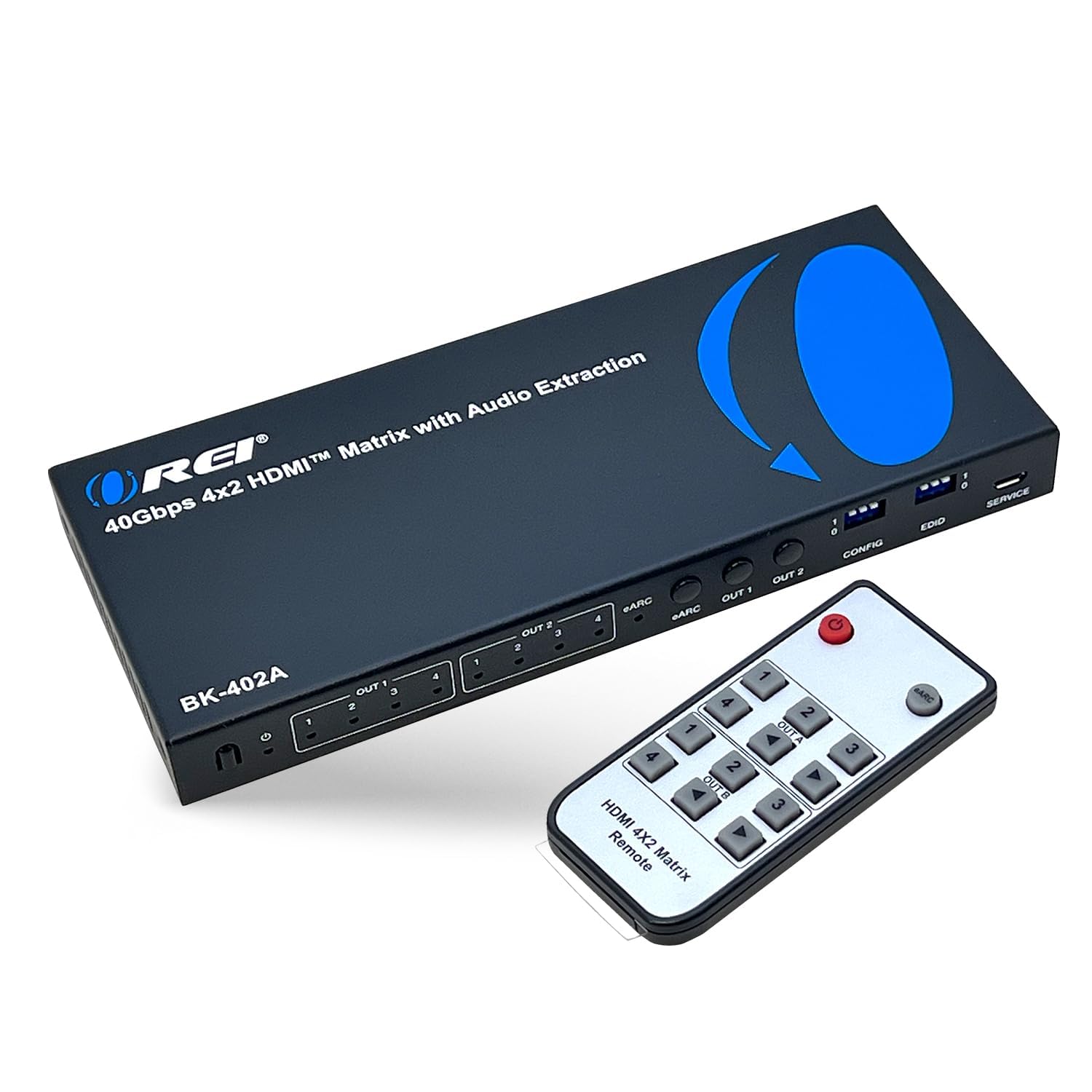 OREI 8K 4x2 HDMI Matrix Switch – 40Gbps HDMI 2.1, Audio Extraction, eARC, Downscaling, EDID Management (BK-402A)