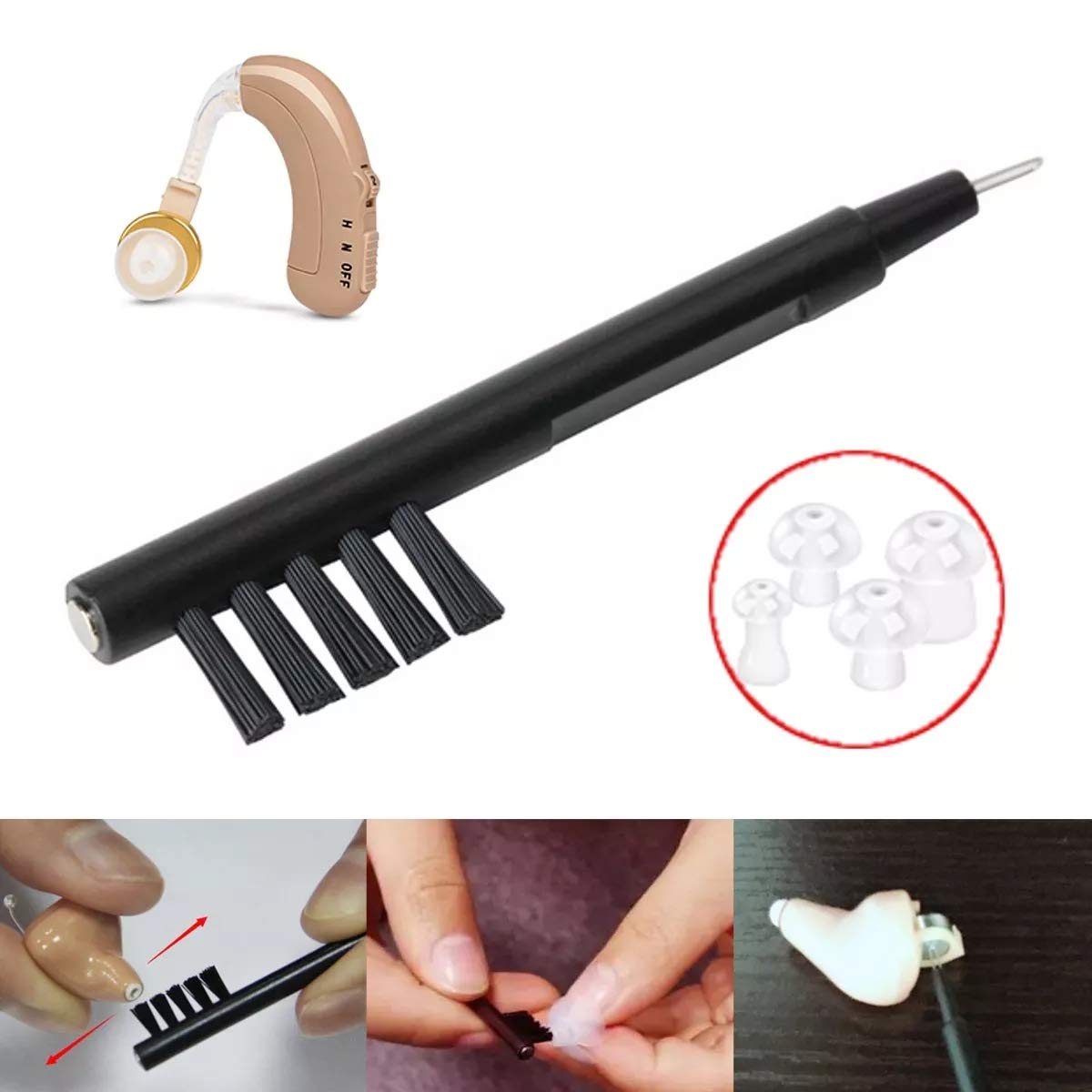 Cepillo de limpieza múltiple 4 en 1 para audífonos, con cepillo de limpieza magnético