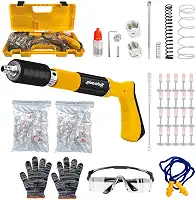 Kit Pistola de Fixação Finca Pino com 220 Pregos 20 Rebites e Kit de Segurança Par de Luvas Óculos de Proteção Abafador de Ouvido - Acrílico Maleta para Transporte