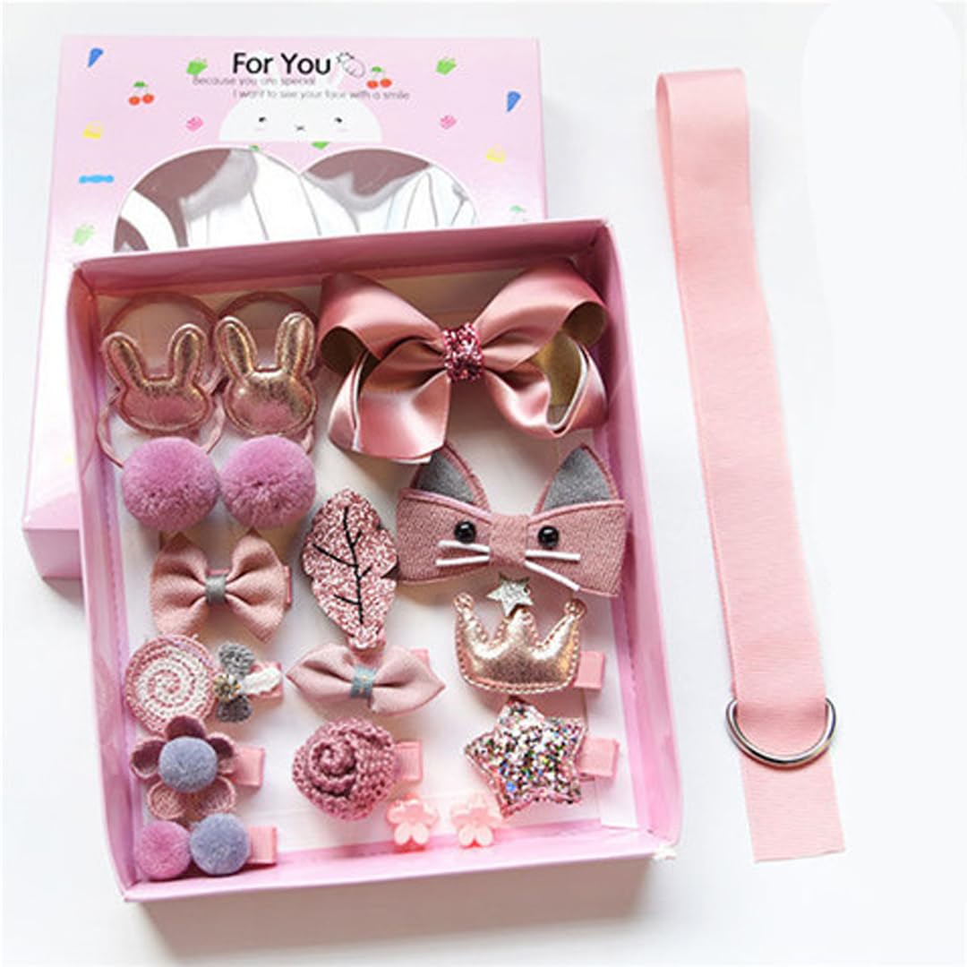 SYGA 18 Pcs Baby Hair Clip Set For Girl Cute Mini Cartoon Hair Accessories Set For Toddler Kids - Peach Pink-image-4