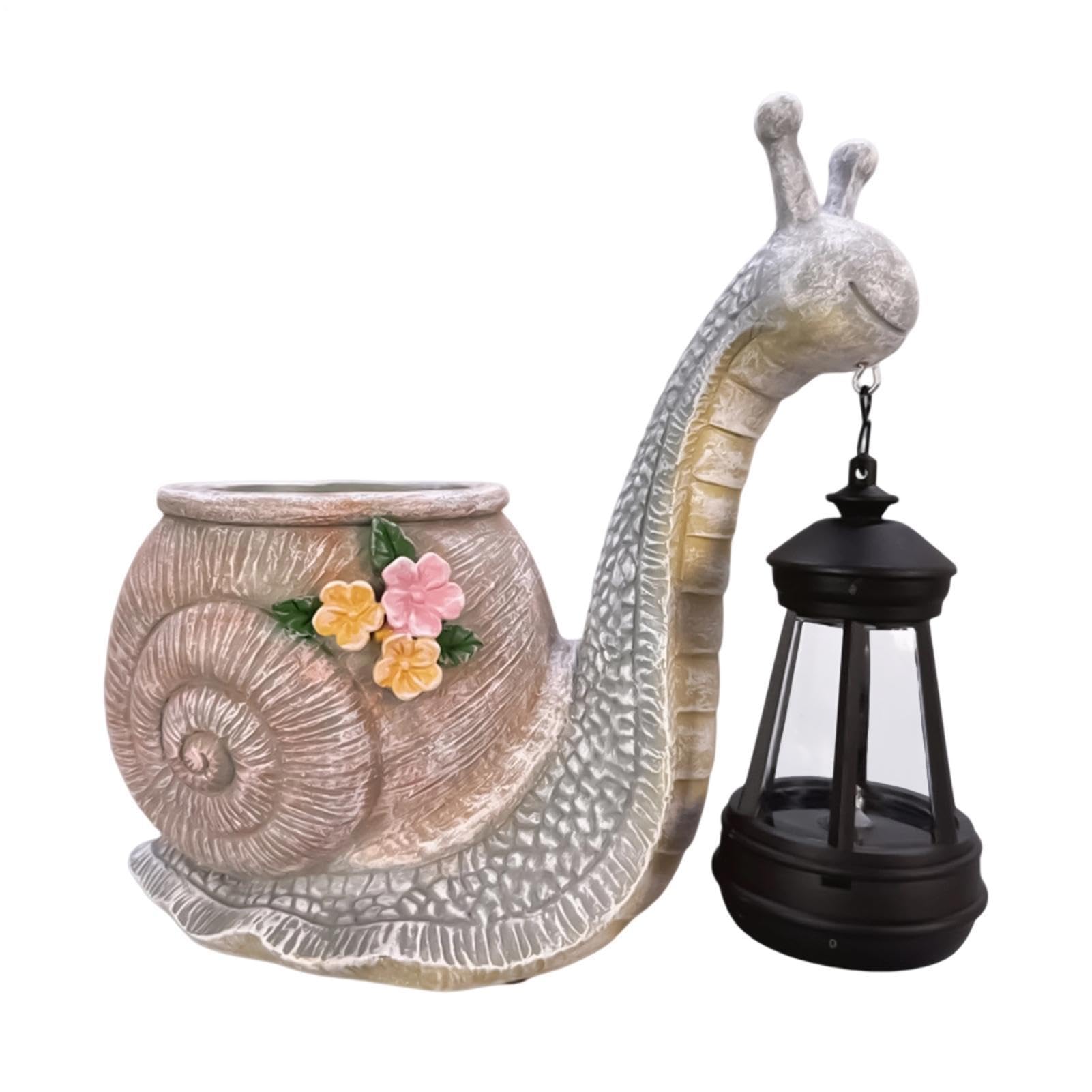 Generico Fioriera Solare lumacas, Vaso Decorativo in Resinas | Vaso da Giardino con Design a , Fioriera Decorativa Alimentata a Energia Solare per Cortili Sentieri e Terrazze