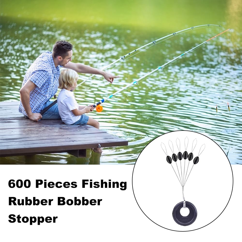 Cerioll Goma Tapón Flotador De Pesca, Tapones De Goma Pesca 6 En 1, Topes De Goma 6 En 1 para Pesca, 600 Piezas Tapón Flotador De Pesca De Goma, Tapón De Goma para Pescar, Tapones De Pesca De Goma