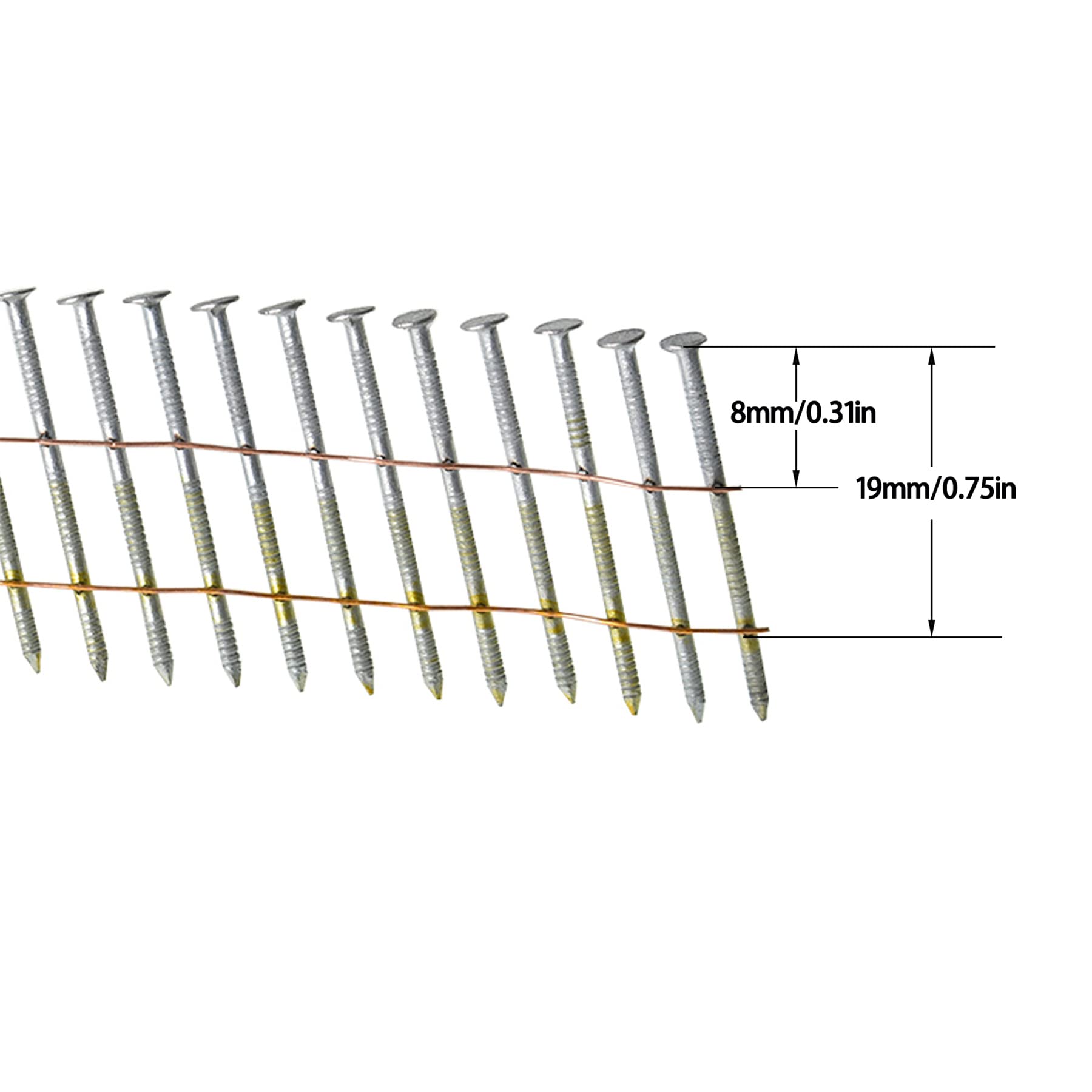 marddpair 1-1/4-Inch x .092-Inch Siding Nails 15-Degree Collated Wire Coil Full RoundHead Ring Shank Hot-Dipped Galvanized 3600 Count for Rough Nailing of Lathing and Sheathing Materials