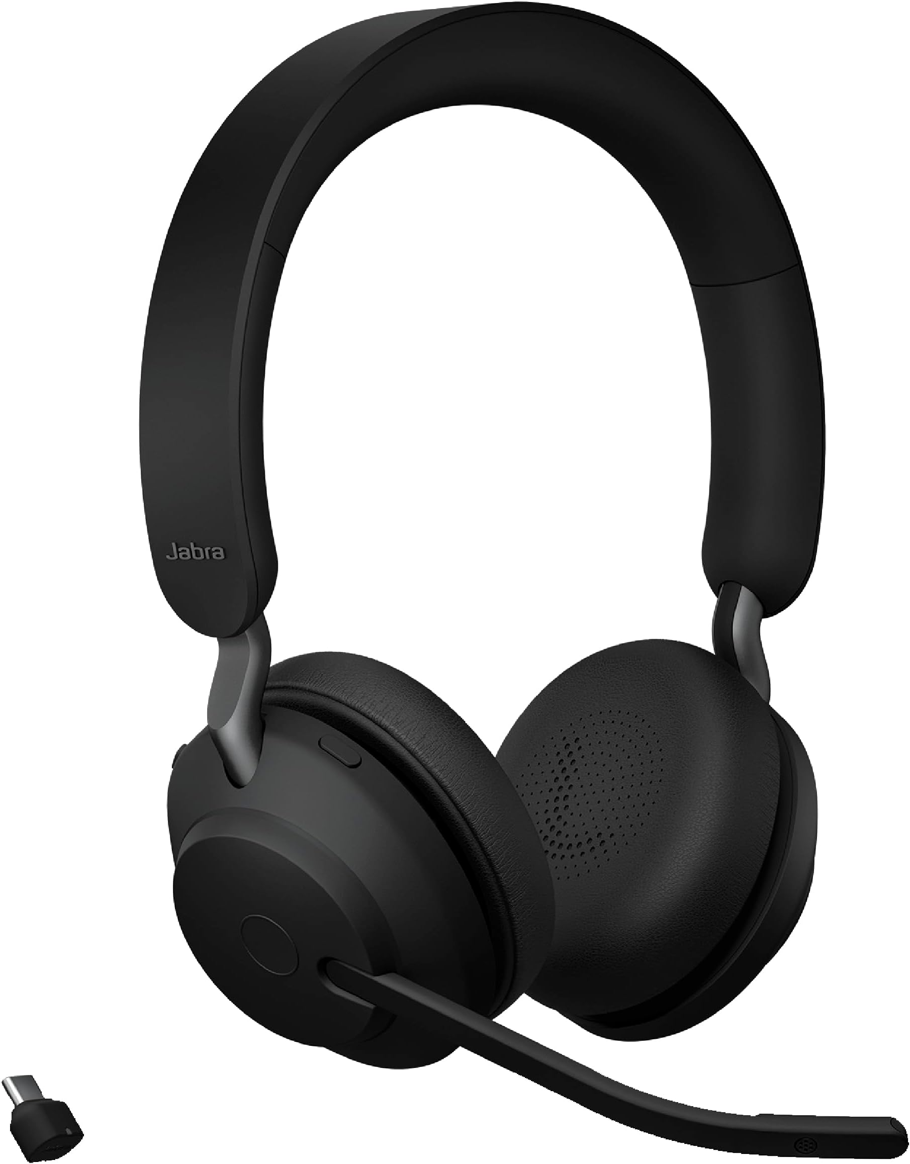 Jabra Evolve2 65 Wireless PC Headset – Noise Cancelling Microsoft Teams Certified Stereo Headphones With Long-Lasting Battery – USB-C Bluetooth Adapter – Black