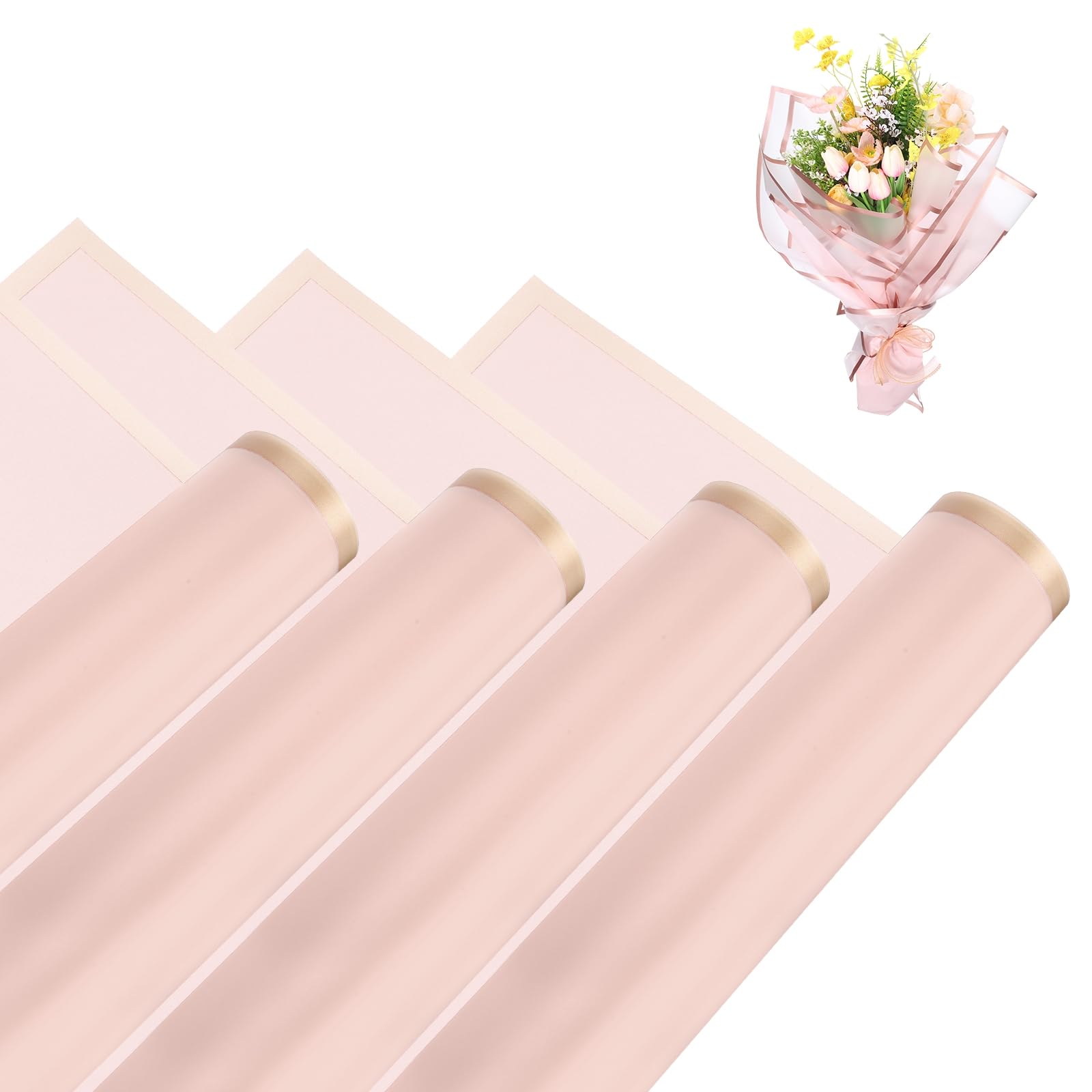 sourcing map Flower Bouquet Wrapping Paper, 56cm/22 Inch Waterproof Floral Wrapping Paper for Flower Bouquet DIY Gift, Wedding, Birthdays, Valentine's Day, Pack of 20(Rose Pink)