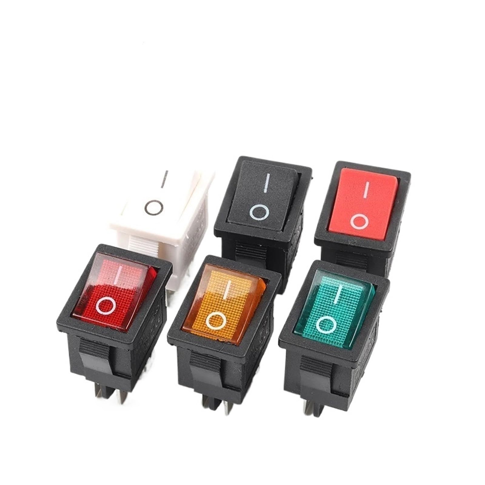 5 Piezas KCD1 6A/250V AC 10A/125V 21 * 15mm Interruptor Basculante De 4 Pines ON-Off(with Yellow Light)