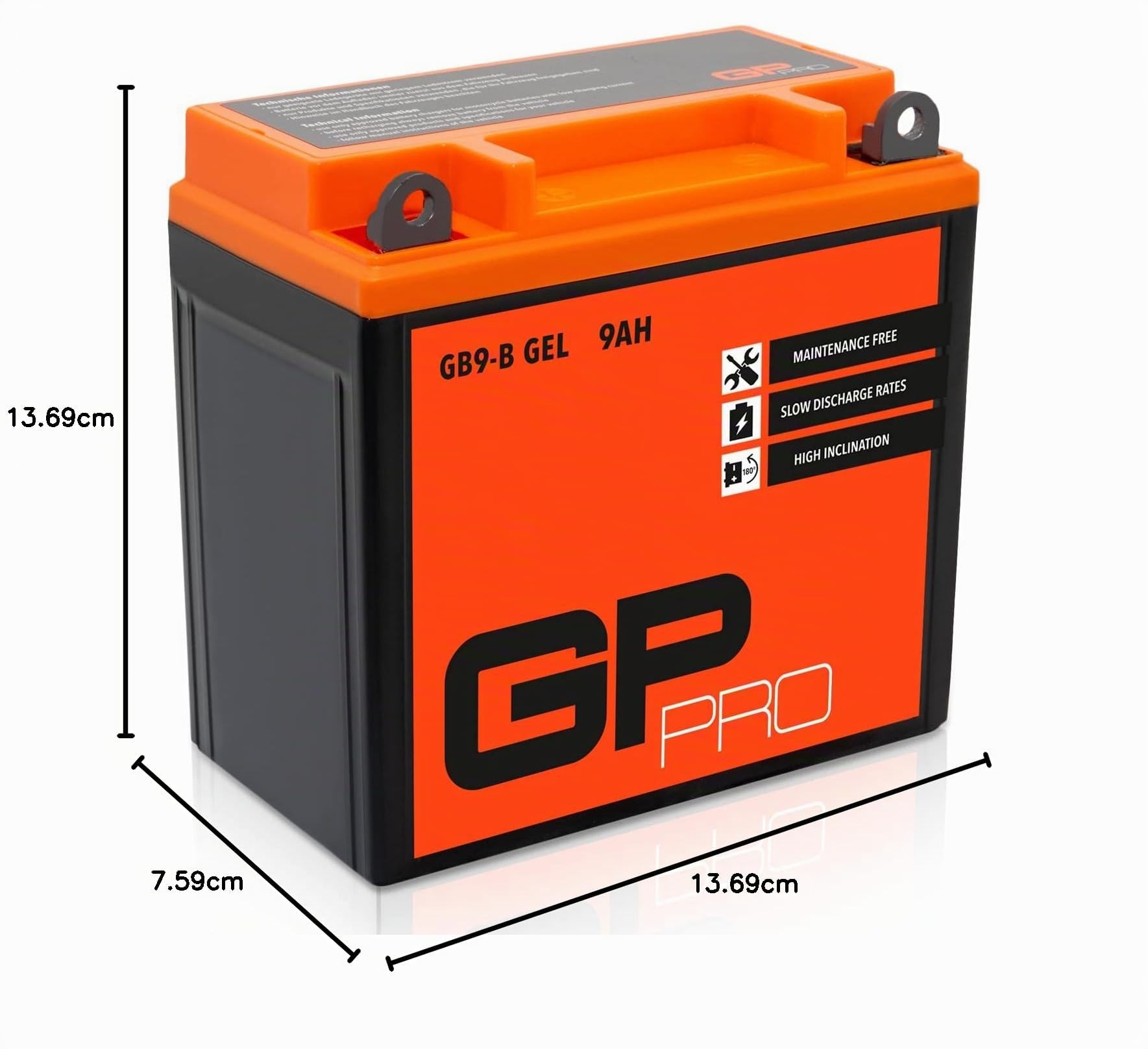 GP-PRO GB9-B - Batería de arranque para scooter y motos, 12V, 9Ah, parecido a YB9-B / 50914, sin necesidad de mantenimiento