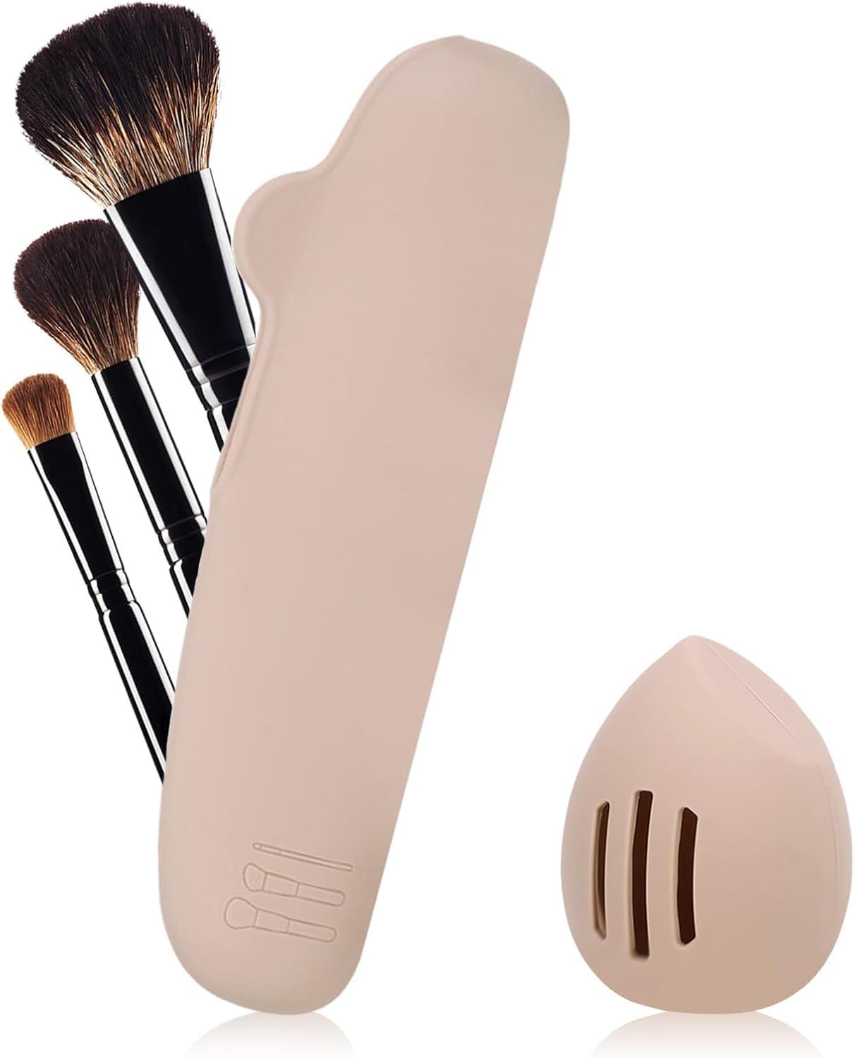 SPORWAY Estuche para pinceles: estuche para brochas de maquillaje, juego de almacenamiento de silicona, 1 estuche para brochas de maquillaje y 1 estuche para mezclar belleza, portátil de viaje, color