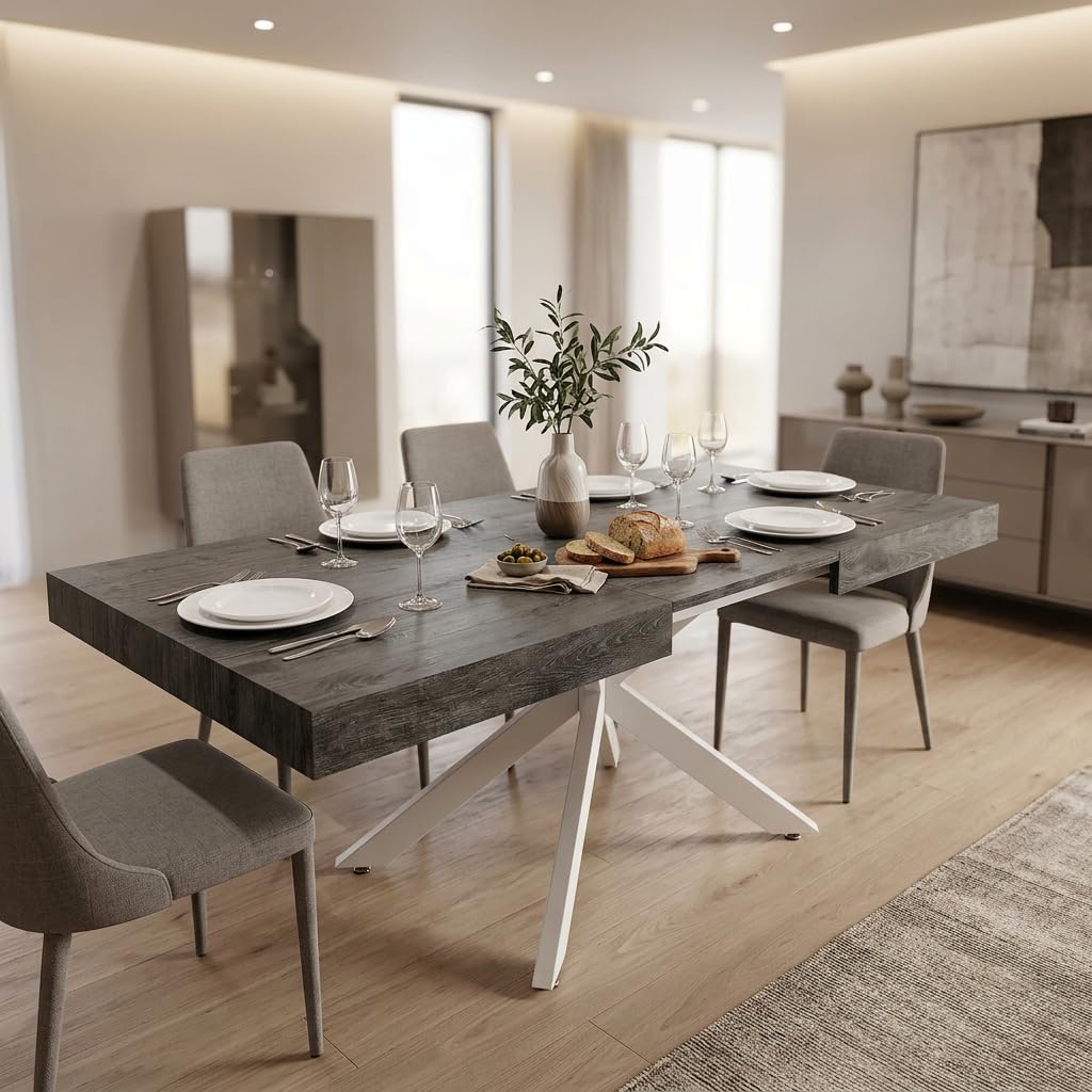 Tavolo da pranzo allungabile 160/240x90 - POTHOS Antracite