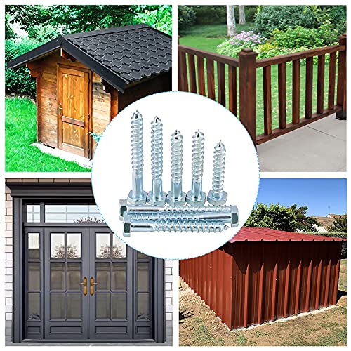 Sechskant Holzschrauben Schlüsselschrauben M6*40 M6*80 M8*40 M8*60 Verzinkt Gestellschraube Schlüsselbolzen (70 Stück) – Bild 7