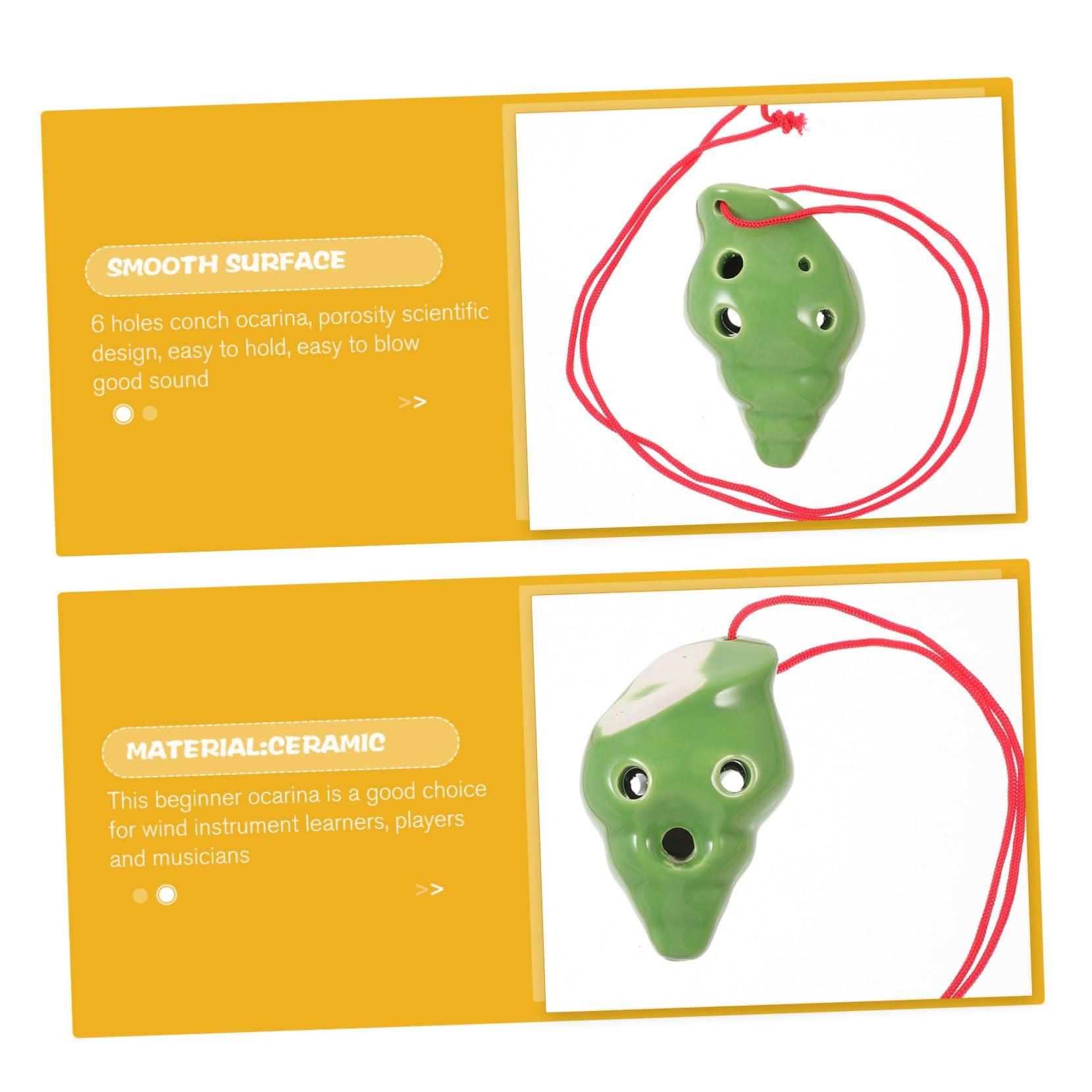 Yardwe 6-hole Ocarina Brown Wind Instrument Beginner Practice for Boys and Girls