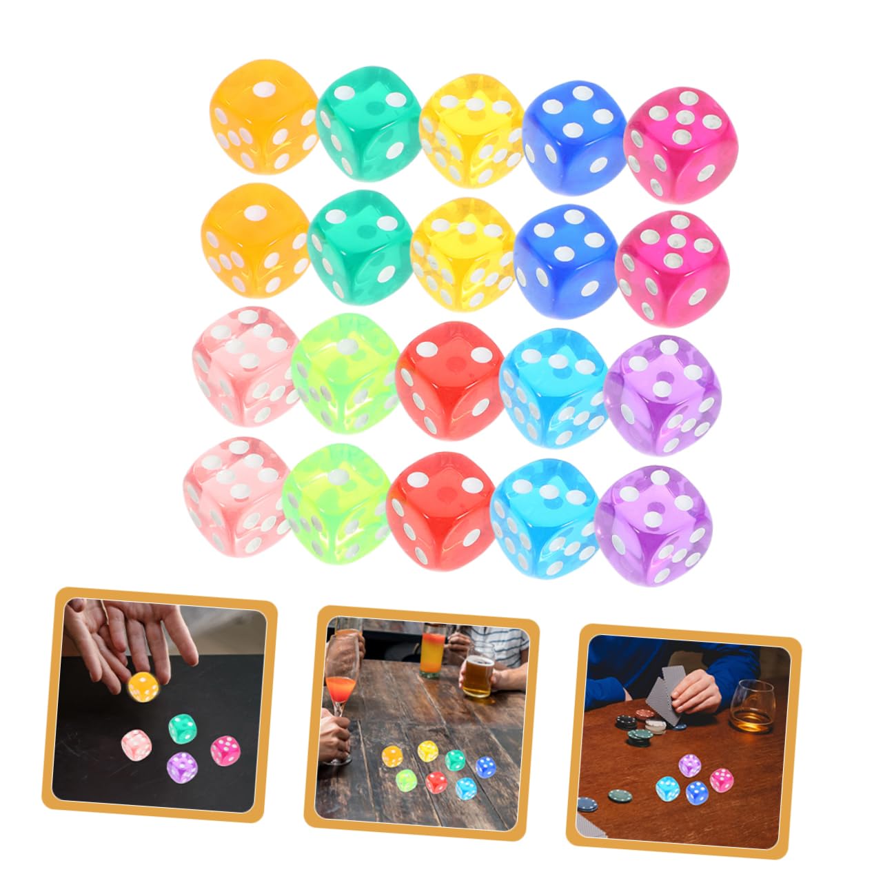Abaodam 400 Pièces Dés Transparents Jouer aux dés Jeux de dés de des Jouet de dés Jouet de de dés Accessoires de dés de Accessoires de fête dés pour Le Acrylique