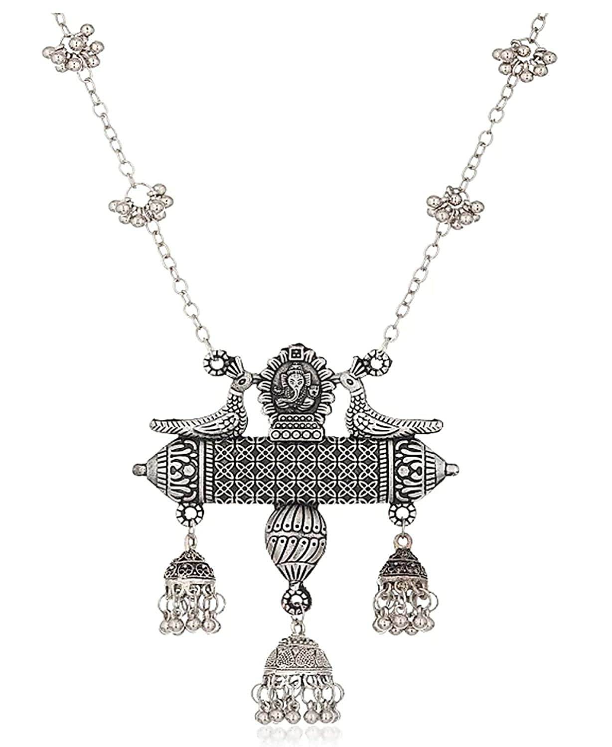 PandZipp Fashion Afghani Oxidized German Silver Jewellery Stylish Antique Designer Chain Pendant Necklace Set for Women & Girls (B08RY52QRV) Amazon Price History, Amazon Price Tracker