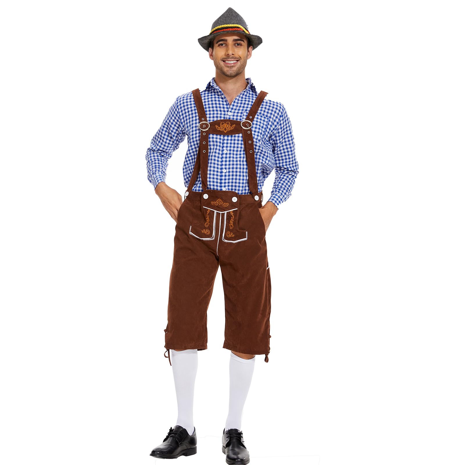 JONRRYIN Oktoberfest Costume Men, Men’s German Bavarian Oktoberfest Costume Set Bavarian Costume Men for Oktoberfest Dress Up