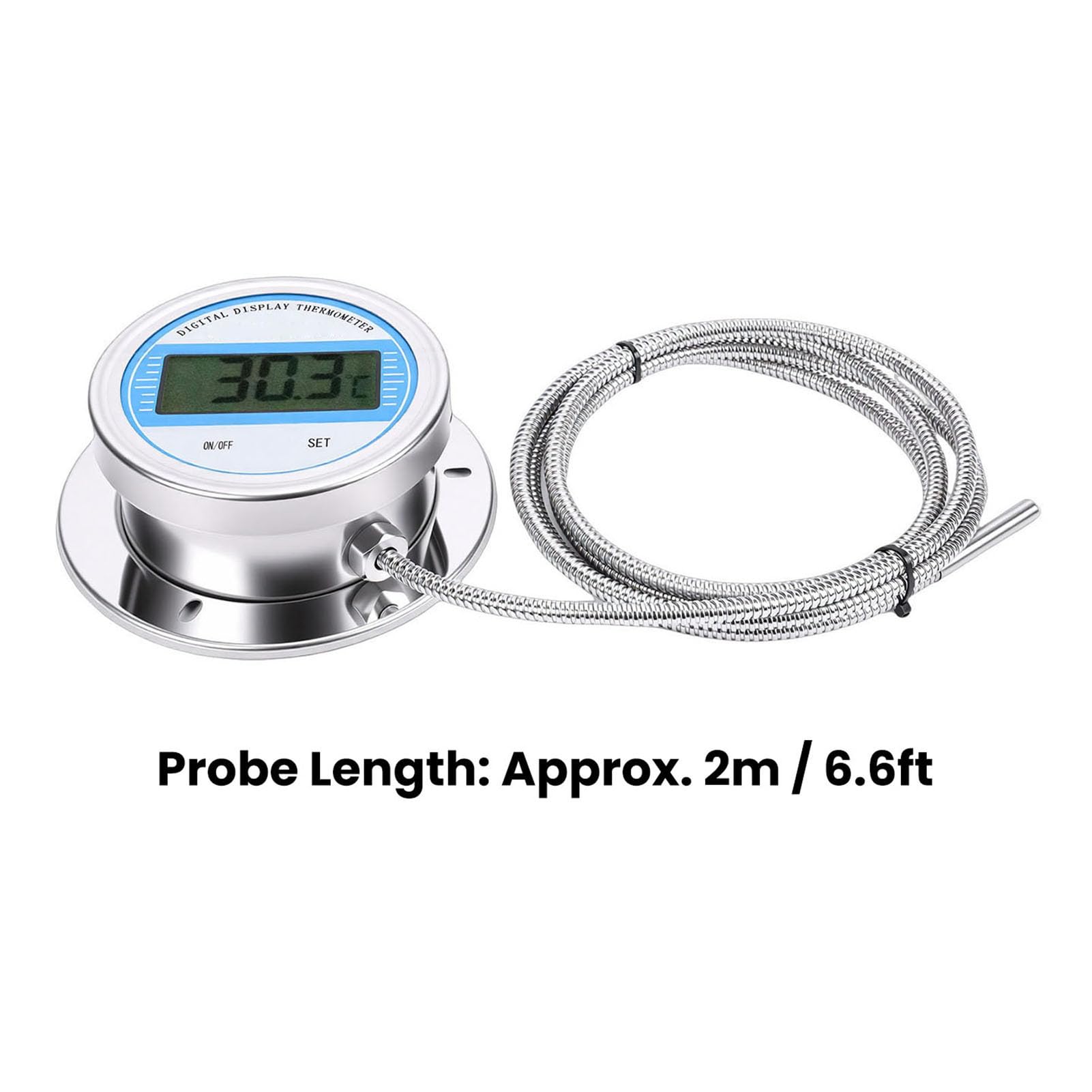 Termómetro Digital Sonda Roscada 2 M Acero Inoxidable -50 a 200 ℃ Industrial Tuberías