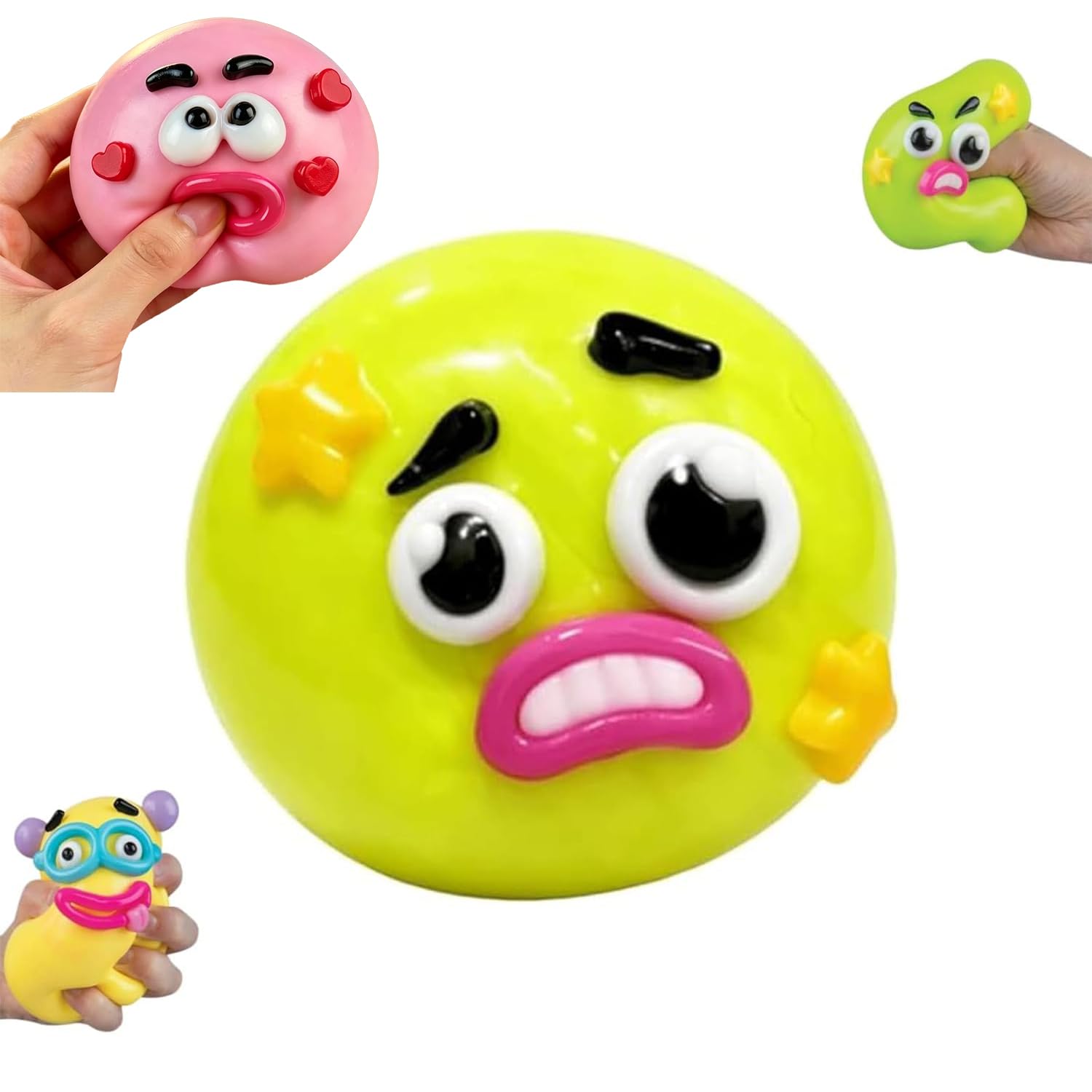 Smushers Squishy Dog Face Fidget Toy,Soft Interchangeable Dog Face Swap Stress Relief Sensory Squeeze Toy for Adults Office Calming Travel (Green)