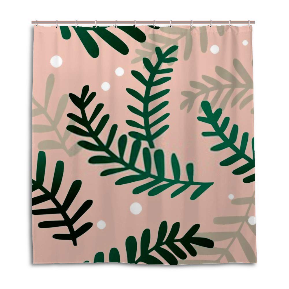Rideau de douche polyester feuilles d’été 152x183 cm avec crochets