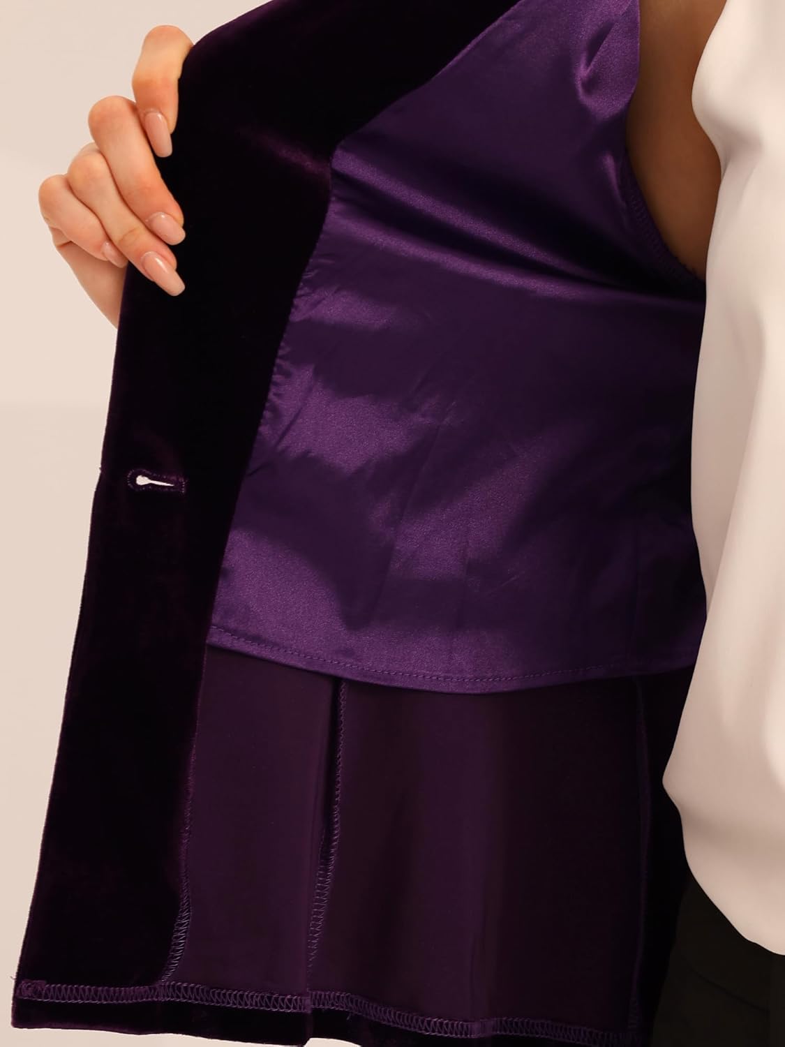 Allegra K Women's Work Office Velvet Belted Lapel Collar Blazer Jacket - Image 5