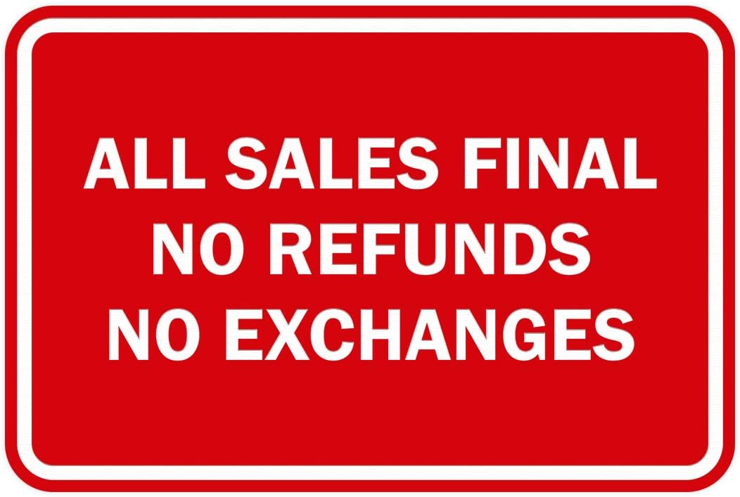 Signs ByLITA Classic Framed All Sales Final No Refunds No Exchanges Sign (Red) - Large 10 Pack