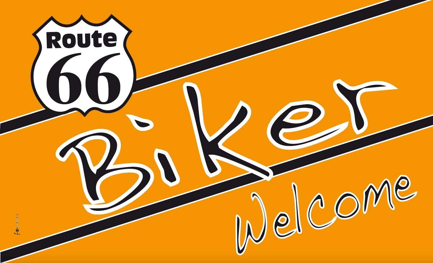 Drapeau biker welcome en tissu de 90 x 60 cm pour moto