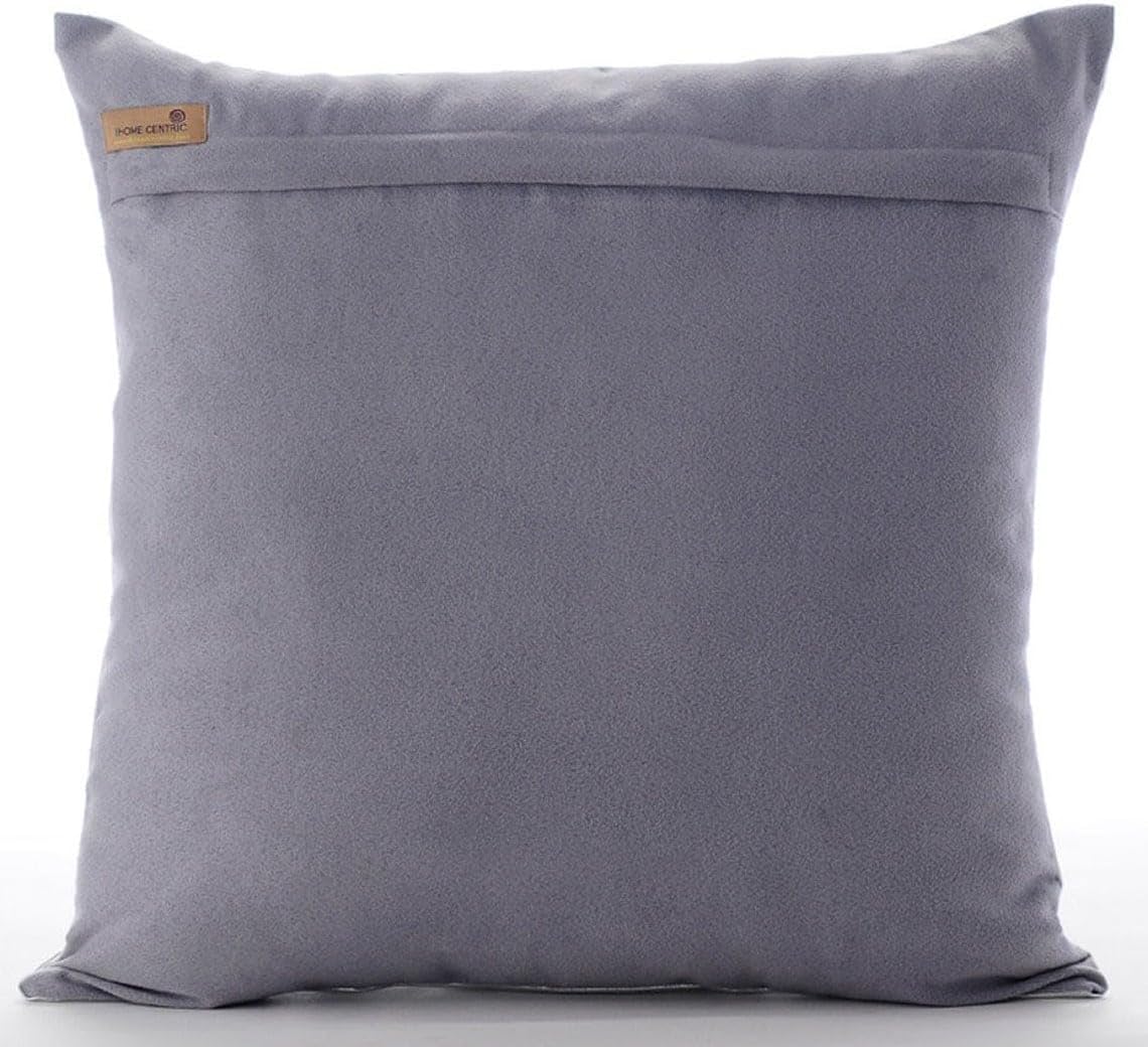 The HomeCentric Pillow Case Covers, Grey Pillow Shams, Color Block Club Lounge Theme Pillow Shams, 24x24 inch (60x60 cm) Pillow Shams, Faux Leather Pillow Shams, Solid - Charcoal Grey Leather N Jute