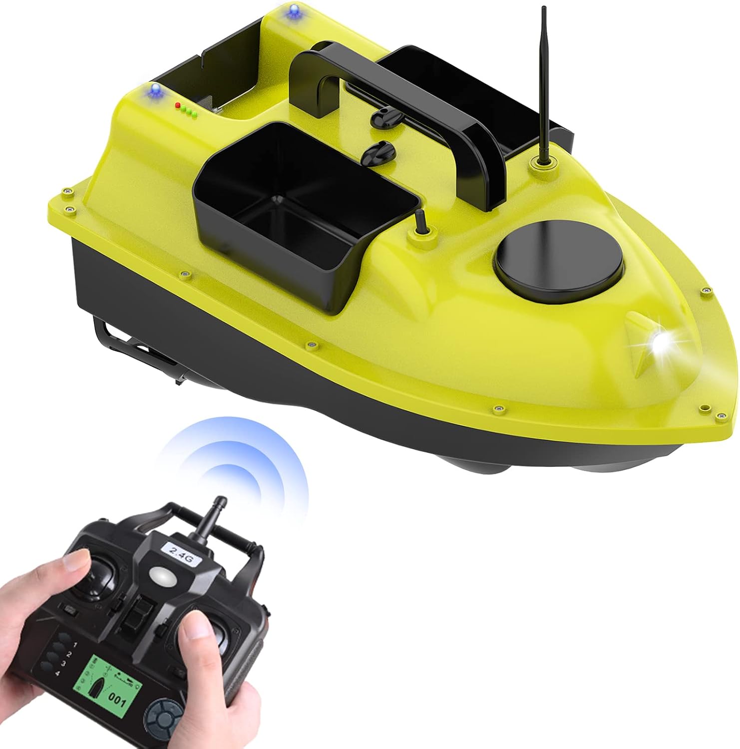 JINGRU Fishing Bait Boat, GPS Fishing Bait Boat with 3 Bait Containers