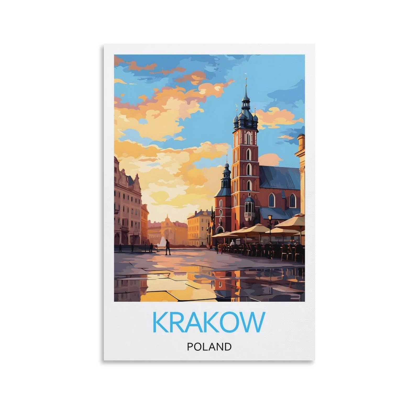 YJNENG Canvas Art Picture Krakow Poland Wall Decor Art Painting Posters Modern Family Decorative Poster 08x12inch(20x30cm)