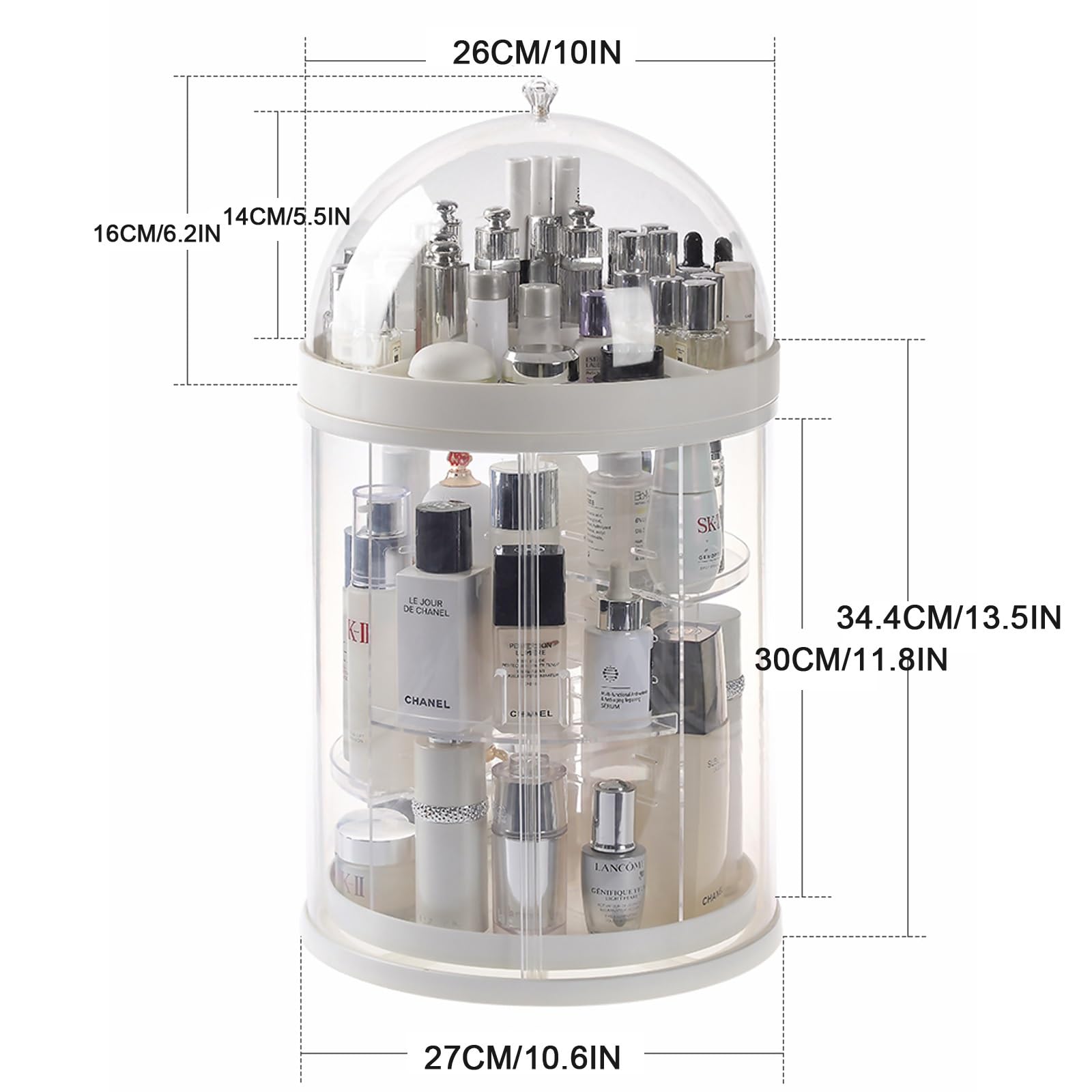 360 Rotierender Make-up-Organizer, Make-up-Karussell-Spinnhalter-Lagerregal, Make-up-Caddy-Regal-Kosmetik-Organizer Mit Großer Kapazität, Ideal for Arbeitsplatten, Transparent