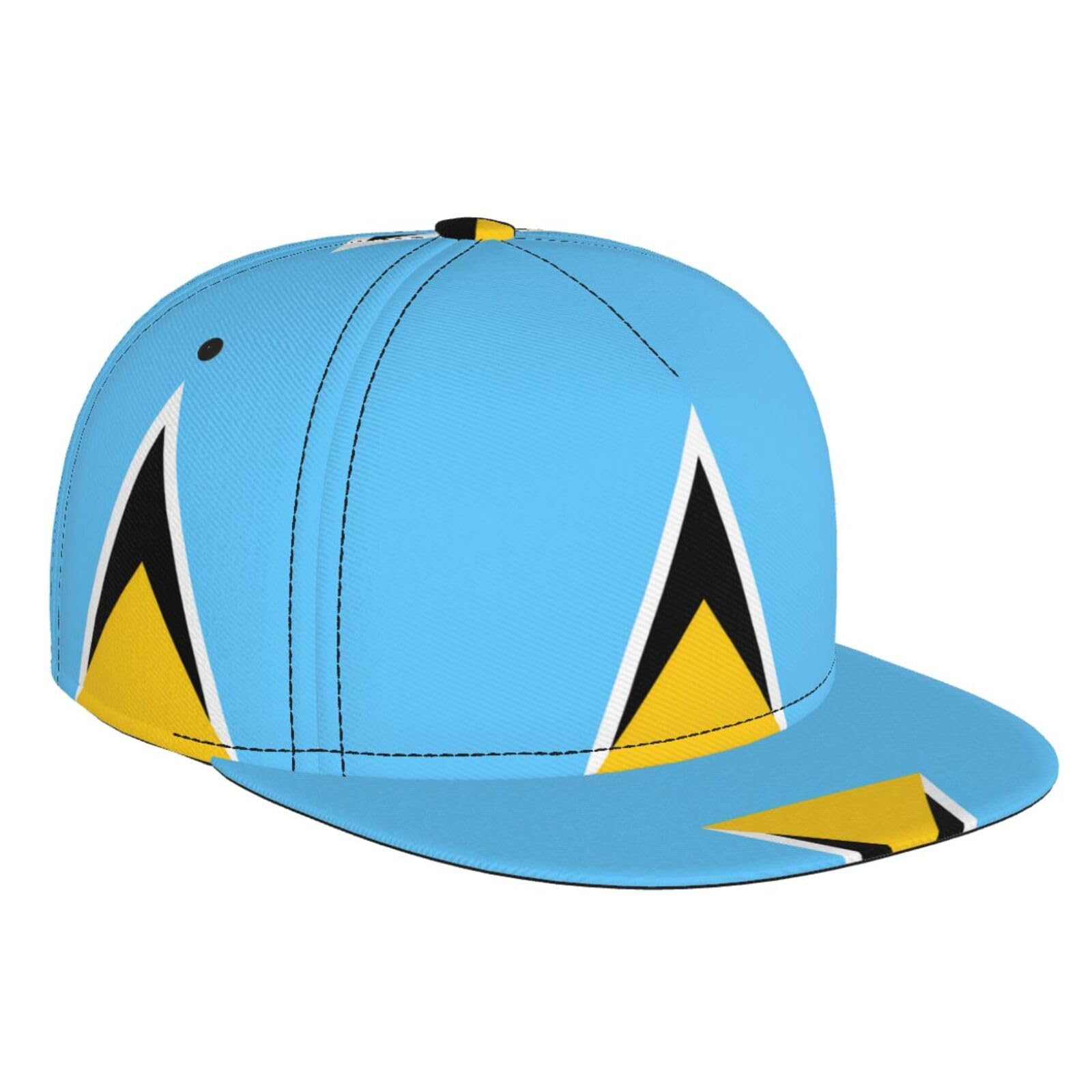 WZYWHJ Fashion Flat Brim Baseball Cap Flag of Saint Lucia Printing Adjustable, Breathable & Lightweight for Men & Women Black