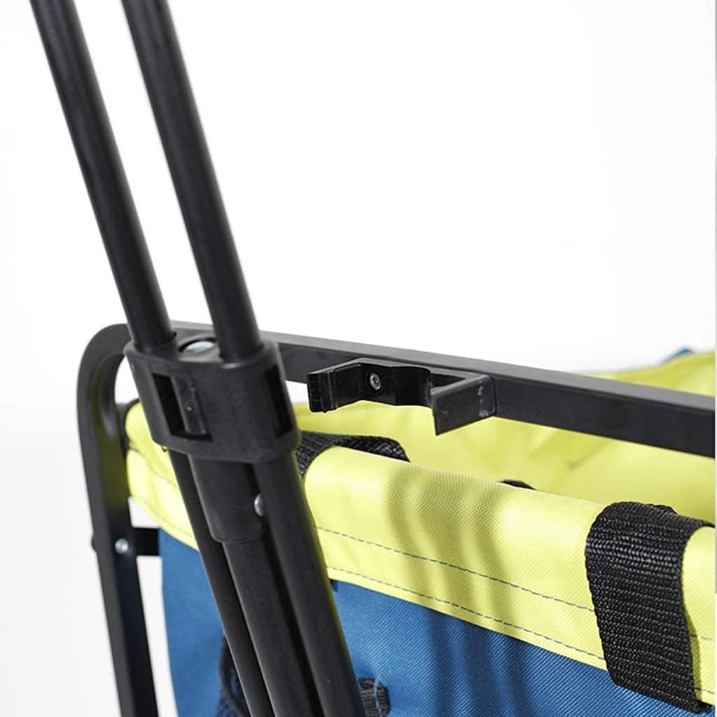 Outdoor Folding Utility Wagon Collapsible Camping Wagon Heavy Duty Garden Cart Portable Utility Trolley Adjustable Handle Load 60kg / 132lbs