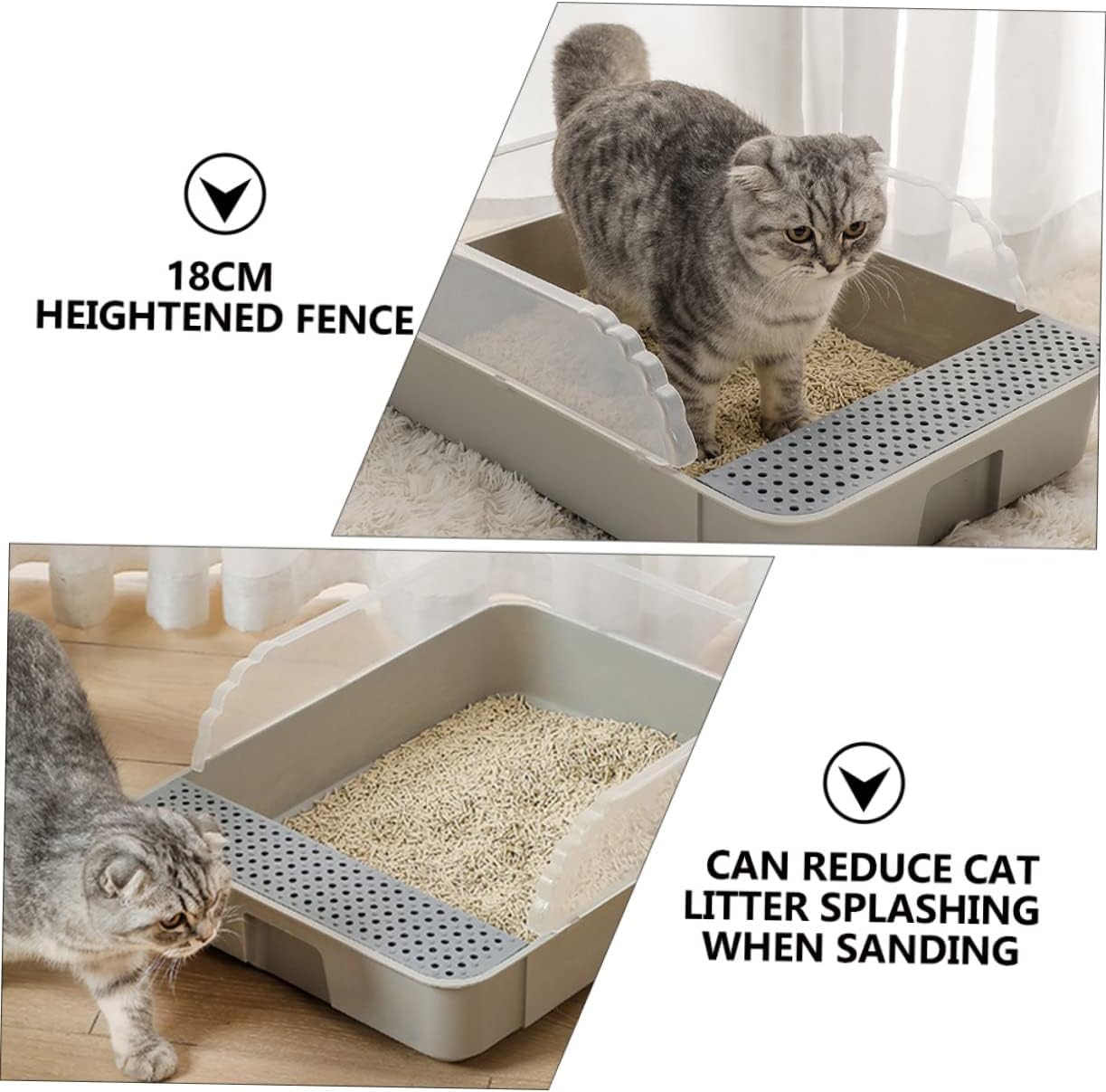 YARNOW Cat Litter Box Semi-Enclosed Design Removable Splashing Cat Toilet for Easy Cleaning Reduces Odor and Litter
