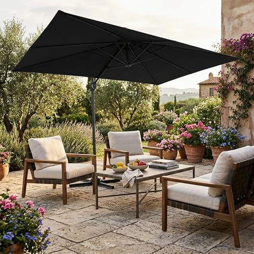 Parasol déporté rectangulaire inclinable pour stopper le soleil éblouissant - 4