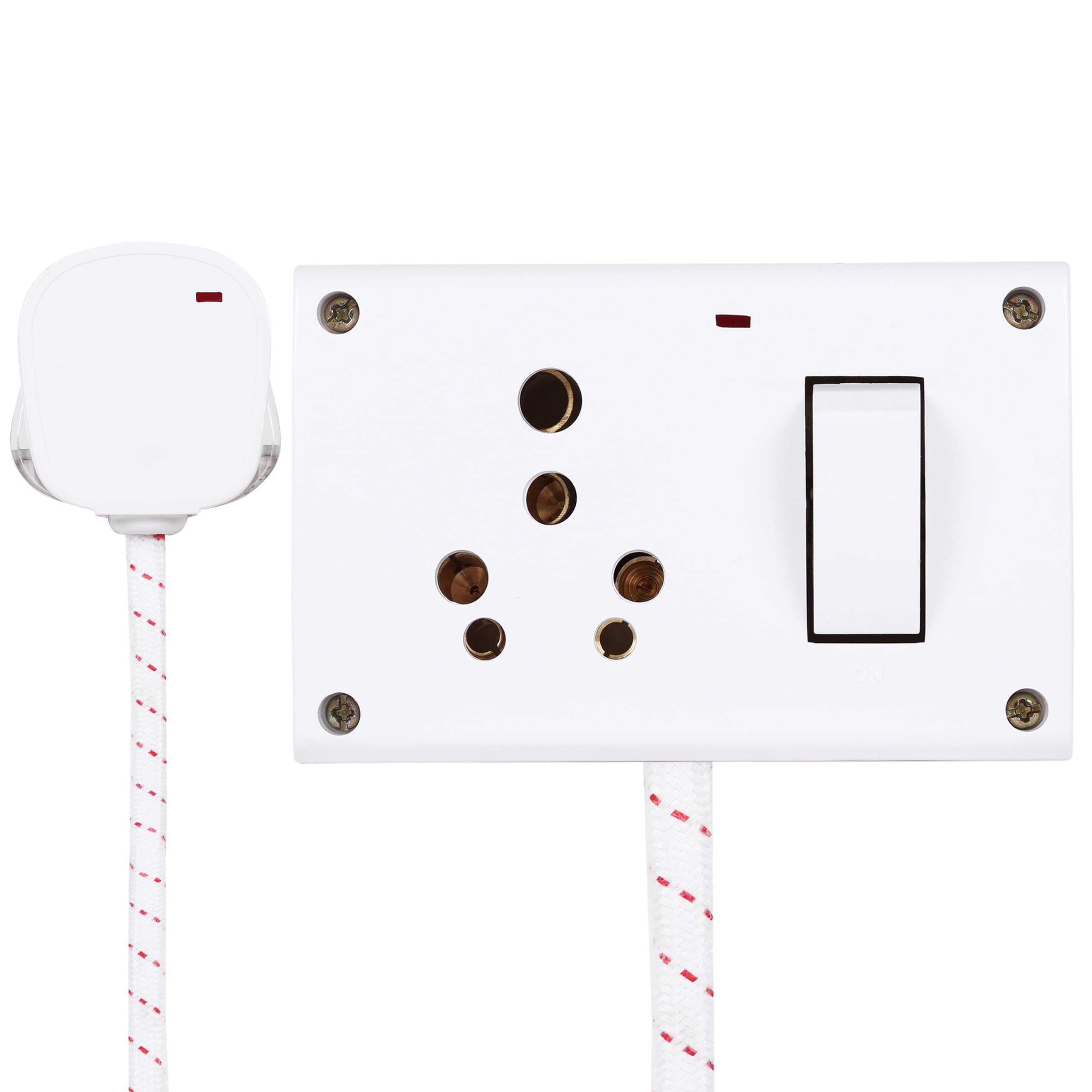 MICA Extension Cord - Switch - Socket Combined Box 16 AMP with Indicator - Cotton Wrapped 3 Core Copper Wire 3 Meter. Qty - 1 (White)-image-7
