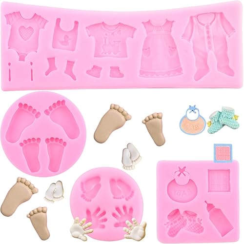 Mujiang Lindo molde de silicona para pastel de fondant para bebé, moldes de caramelo de mano para decoración de pasteles, arcilla polimérica,