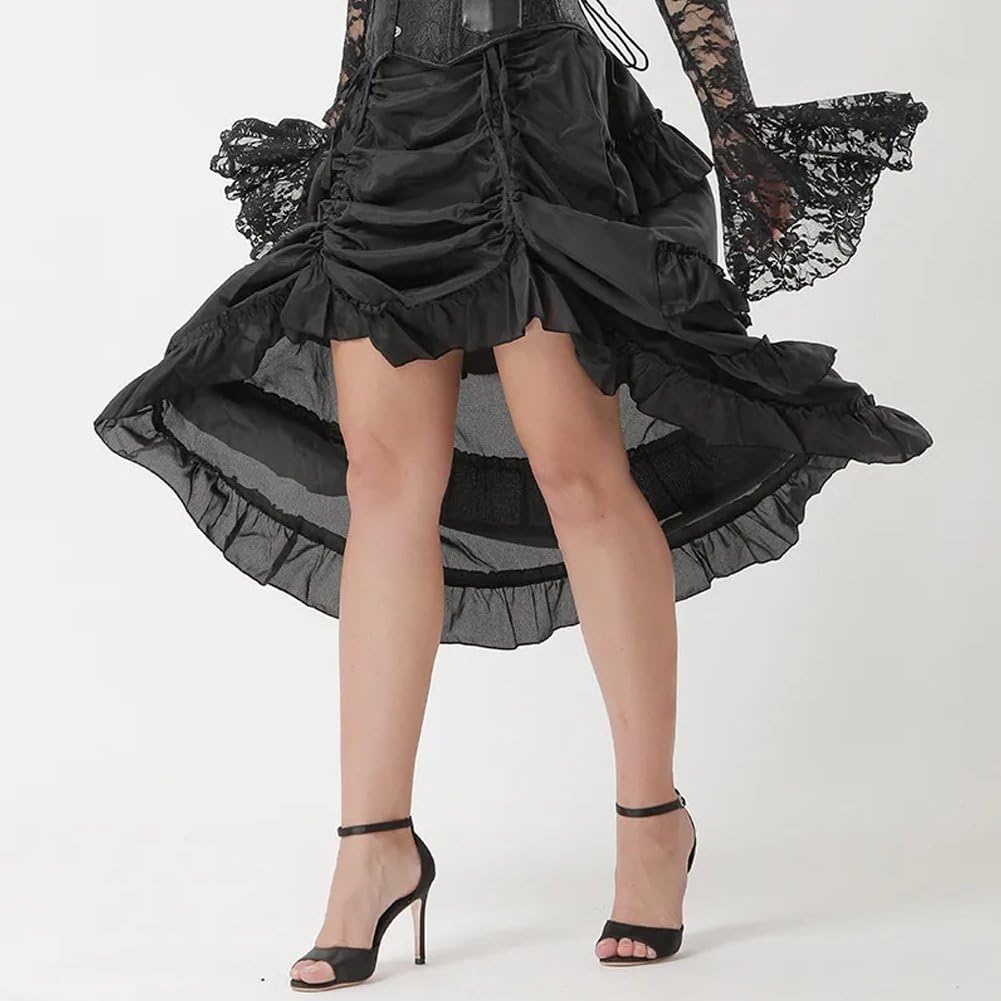 Steampunk damskie spódnice gotyckie nieregularne marszczenie plisowana impreza piracka długa spódnica punkowa spódnica wysokie niskie spódnice do tańca