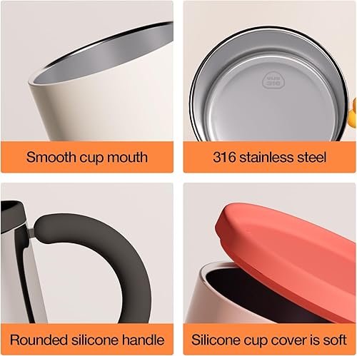 Miniatura 2 de CHAKO LAB Taza aislada al vacío con labio de gel de sílice (taza blanca)