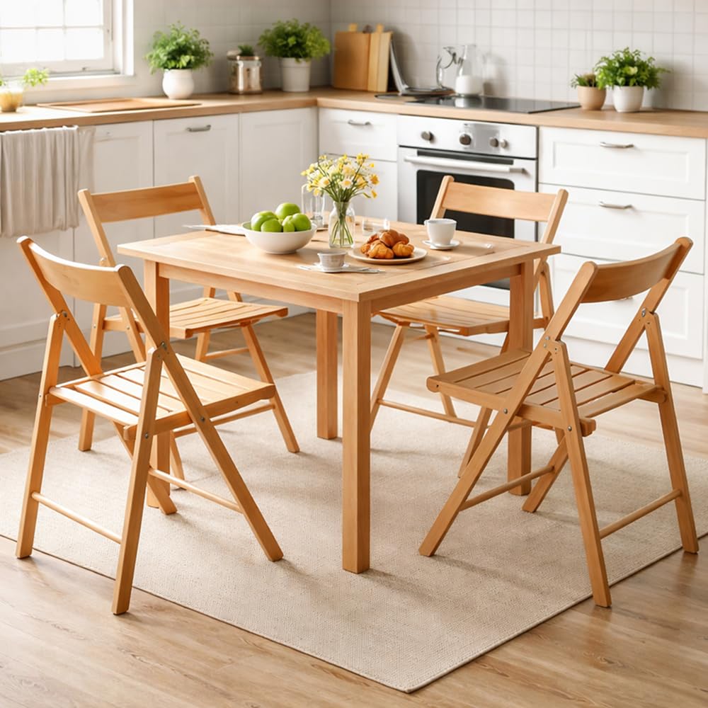 Compactor Sedie Pieghevoli in Legno di Faggio – Sedia Pieghevole Classica Salvaspazio per Cucina e Casa 41x42x78 cm