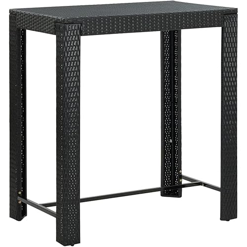 vidaXL Garden Bar Table Black 39.4"x23.8"x43.5" Poly Rattan