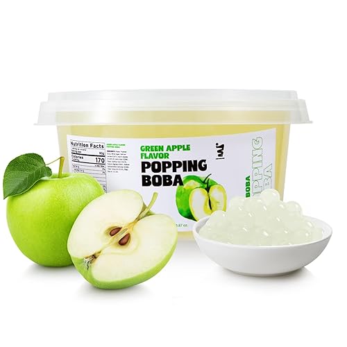 JIFFY BOBA - Perlas de Boba explosivas de frutas Té de burbujas Manzana verde 100% vegano y sin gluten - 1 libra
