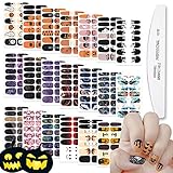 WOKOTO 20 Sheets Halloween Black Gradient Nail Polish Strips Nail Stickers Full Nail Wraps Kit with...