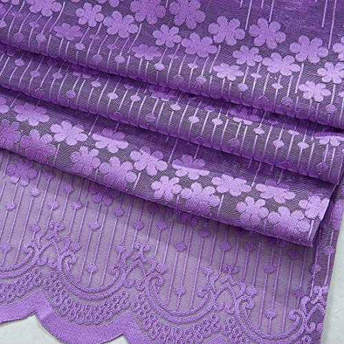 Jaijy Floral French Country Chic Sheer Voile Kitchen Curtain Tie Up Adjustable Balloon Window Treatmet Roman Shades With Vanlance Design Cafe Drapes , 45" X 63", Purple #TOP5