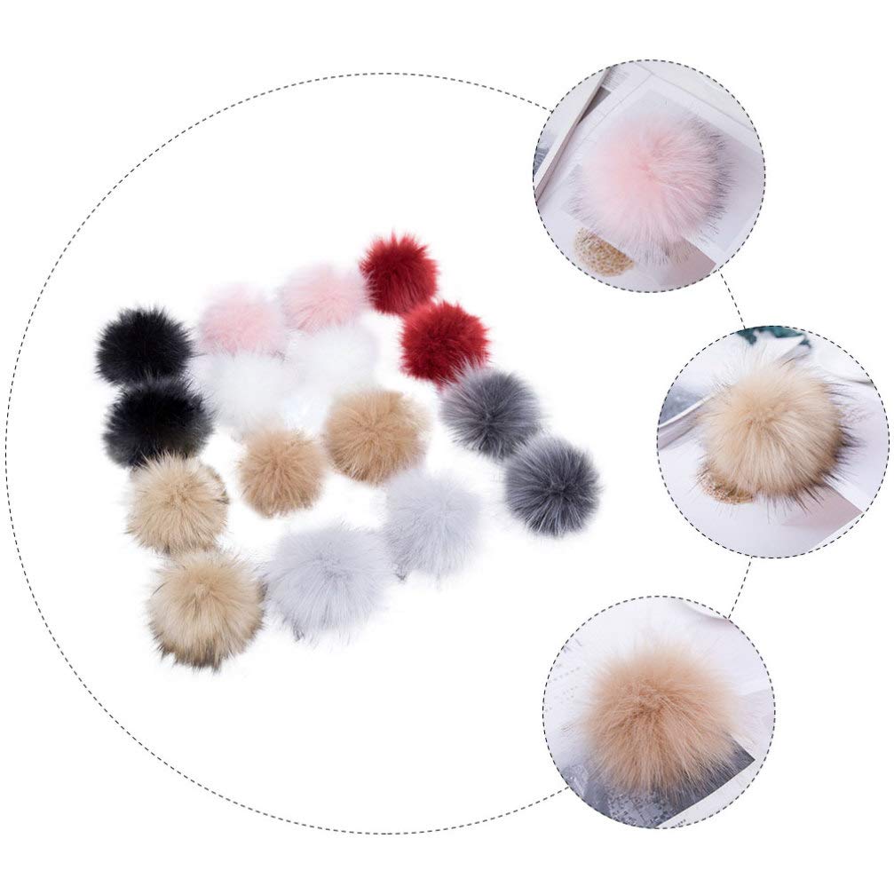Wedhapy Pom Poms van imitatiebont, 16 stuks, zachte pluizige pompons, 3,9 inch pompons voor hoed met elastische band, doe-het-zelf pompons voor breien hoed, schoenen, sjaals, muts, pompoms