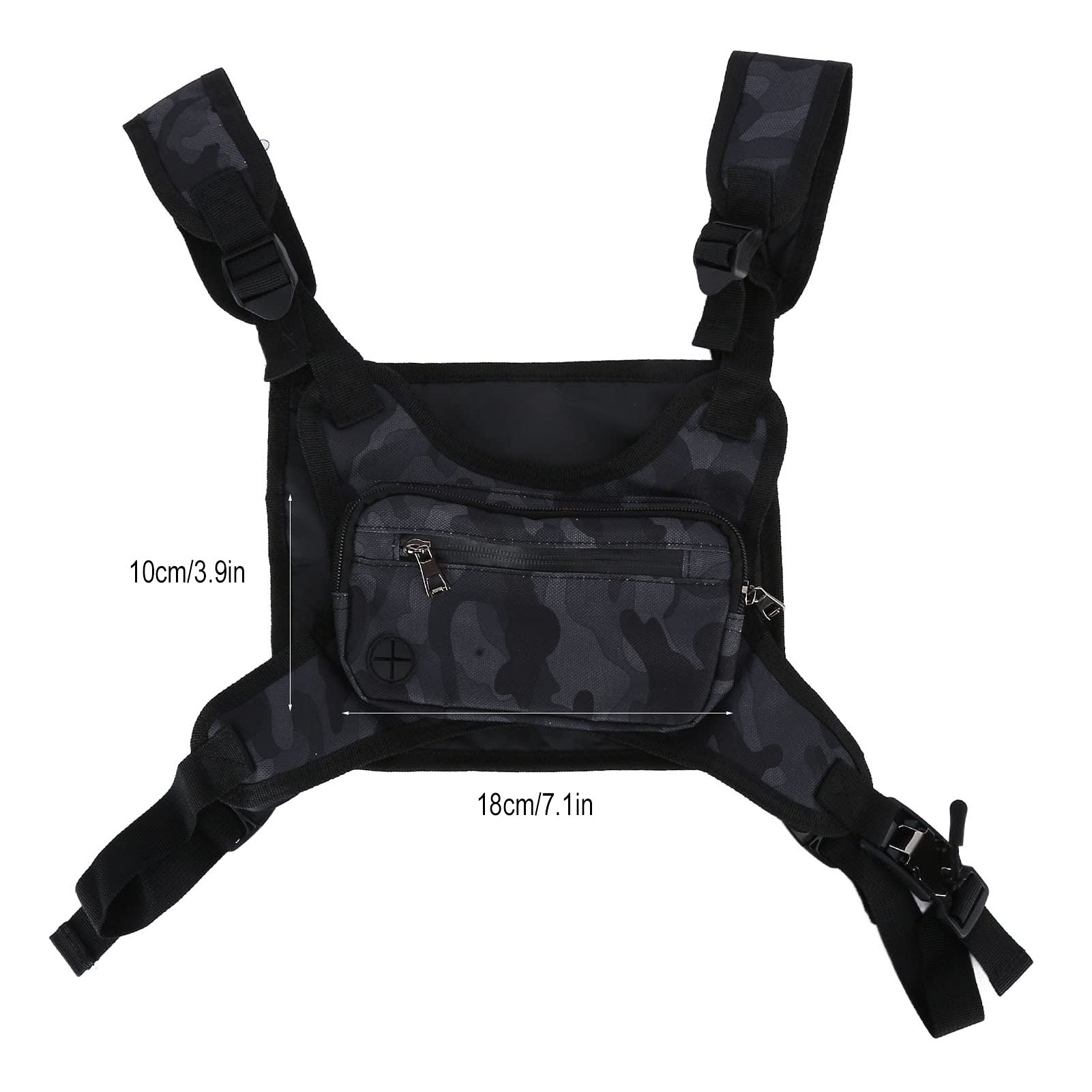 MOUMOUTEN Sac De Jardinage En Plein Air Sac à Dos De Course Sac De Gilet Avec Prise Magnétique Conception De Trou Pour Casque Sac De Poitrine Portable Sac à Dos De Course(black camouflage)