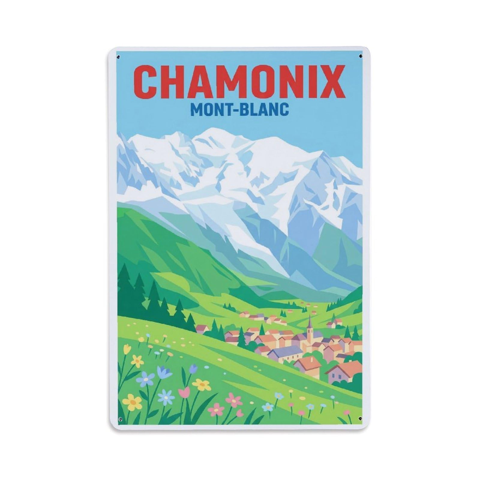Olhnbad Style Chamonix France Mountain Vintage Alpine Travel Metal Tin Sign